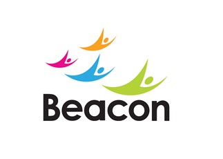 Image of 4 people in a “v” formation coloured in orange, pink, blue and green. Underneath it says “Beacon”.