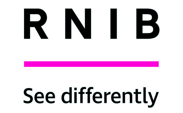 Image is the RINB logo. RNIB is in black text above a pink line. See Differntly is written underneath the pink line