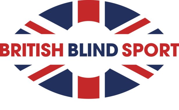 British Blind Sport logo with name of organisation through the middle of a rugby ball with a union jack design. Underneath is a strapline “A visible difference through sport”.