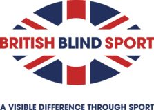 British Blind Sport logo with name of organisation through the middle of a rugby ball with a union jack design. Underneath is a strapline “A visible difference through sport”.