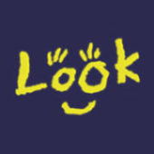 Look UK logo says “Look” in childish writing in yellow on a dark blue background. The “oo” looks like eyes with eyelashes above and a smile underneath.