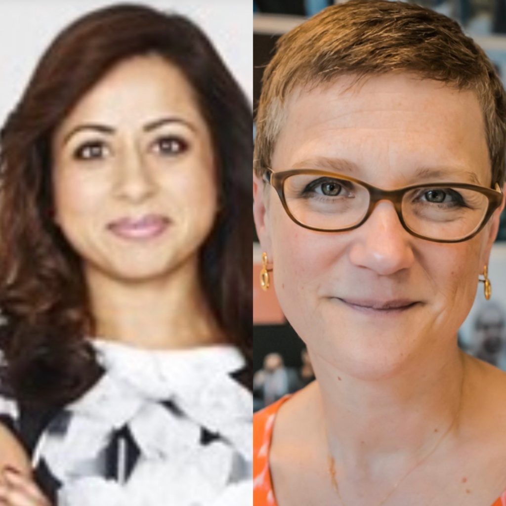 Image is made up of two photos. Dr Nikita Kanani to the left and Lucy Caldicott to the right