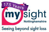 Image is logo of MySight Notts with 175 Years banner