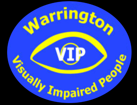 Image is Warrington VIP logo on a black background