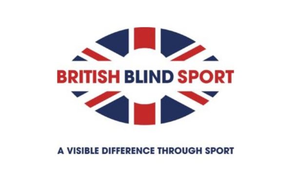 British Blind Sport logo with name of organisation through the middle of a rugby ball with a union jack design. Underneath is a strapline “A visible difference through sport”.