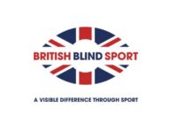 British Blind Sport logo with name of organisation through the middle of a rugby ball with a union jack design. Underneath is a strapline “A visible difference through sport”.