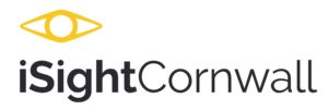 iSight Cornwall logo. Eye symbol above the word iSightCornwall.