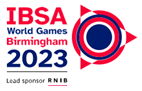 Logo for IBSA World Games Birmingham 2023 with strapline Lead sponsor RNIB.