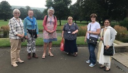 Volunteers at the charity preparing just before they undertake sighted guiding in a local park.