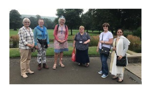 Volunteers at the charity preparing just before they undertake sighted guiding in a local park.