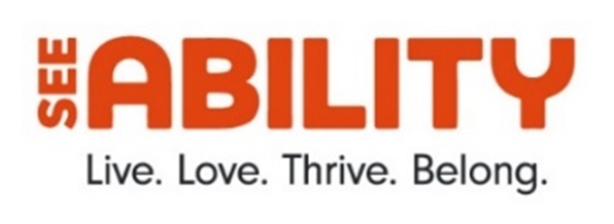 SeeAbility logo with strapline Live, Love, Thrive, Belong.