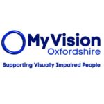 MyVision logo, 3 rings intersecting to the left of the words MyVision Oxfordshire with the strapline Supporting Visually Impaired People