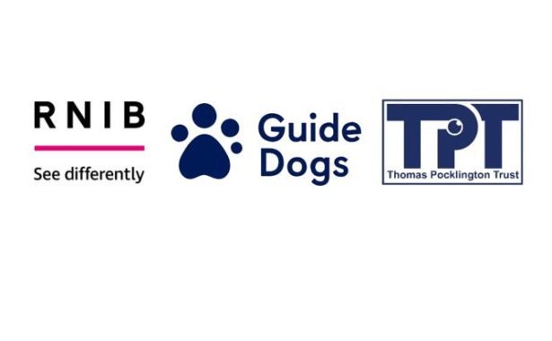 Logos for Guide Dogs, RNIB and Thomas Pocklington Trust