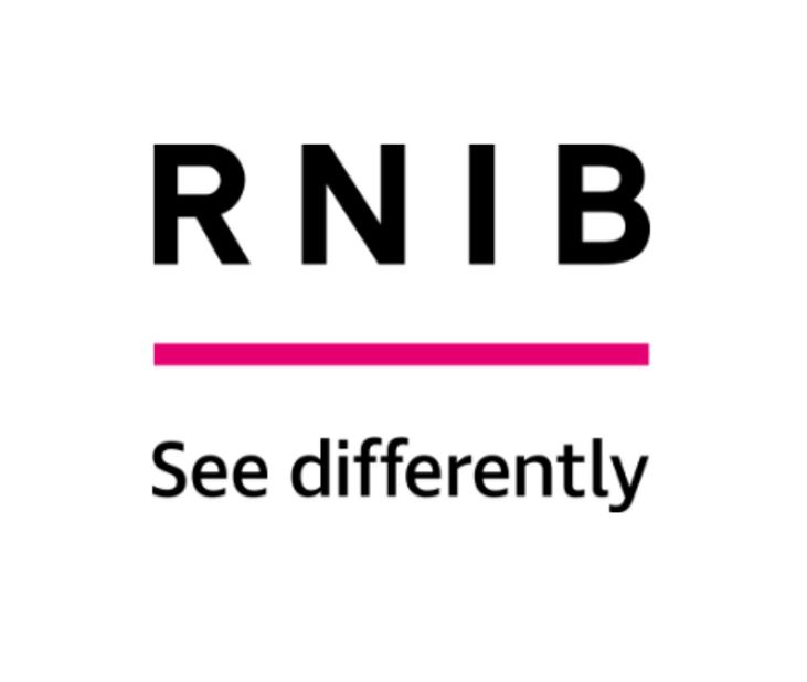 RINB logo. RNIB is in black text above a pink line. See Differntly is written underneath the pink line