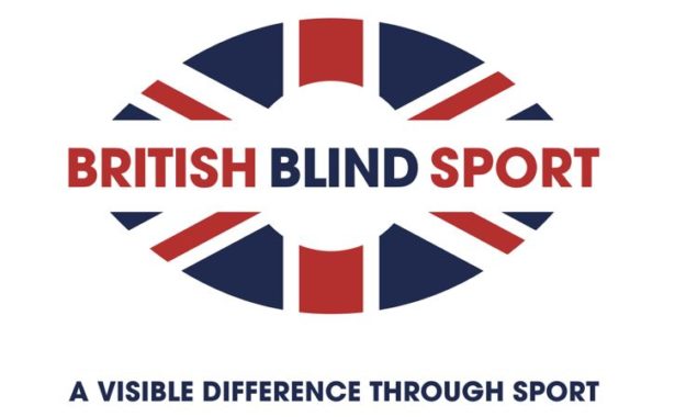 British Blind Sport logo with name of organisation through the middle of a rugby ball with a union jack design. Underneath is a strapline “A visible difference through sport”.