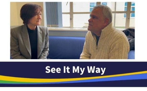 Two people sitting on a sofa with the strapline "See it my Way" underneath