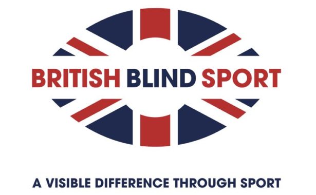 British Blind Sport logo with name of organisation through the middle of a rugby ball with a union jack design. Underneath is a strapline “A visible difference through sport”.