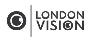 London Vision logo with eye on the left hand side.