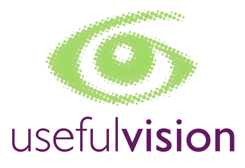 Useful Vision logo with eye above.