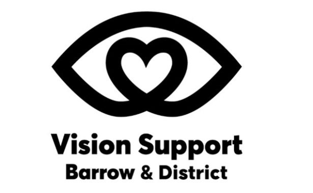 Vision Support Barrow & District logo. Above the organisation name is an eye with a heart in the centre.
