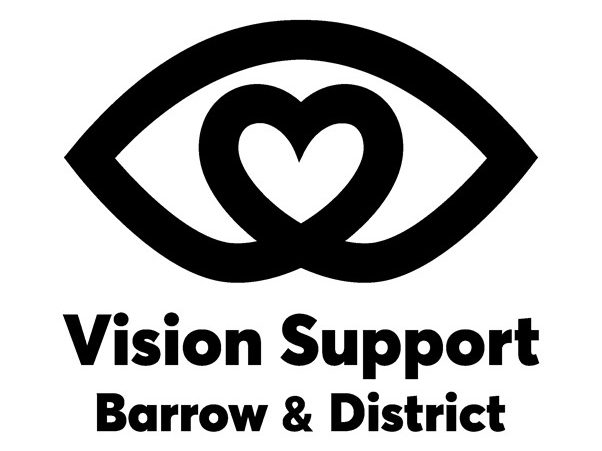 Vision Support Barrow & District logo. Above the organisation name is an eye with a heart in the centre.