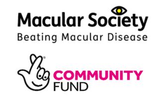 Macular Society logo - Beating Macular Disease and National Lottery Community Fund logo
