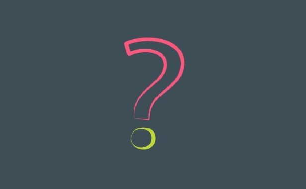 A pink and green question mark
