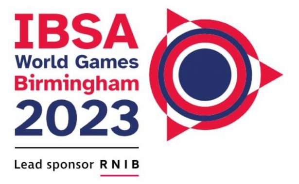Logo for IBSA World Games Birmingham 2023 with strapline Lead sponsor RNIB.