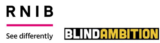 Logos for RNIB - See differently and BlindAmbition