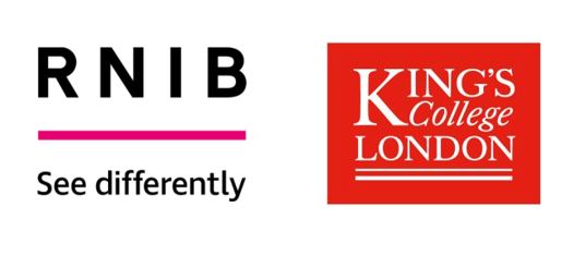 Logos left to right: RNIB - See differently and King's College London.