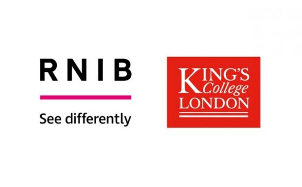 Logos left to right: RNIB - See differently and King's College London.