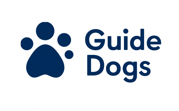 Guide Dogs Logo displayed onto a paw print