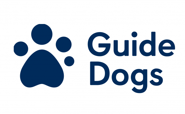 Guide Dogs Logo displayed onto a paw print