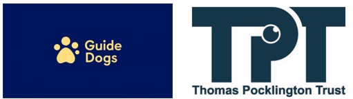 Logos left to right: Guide Dogs and Thomas Pocklington Trust 