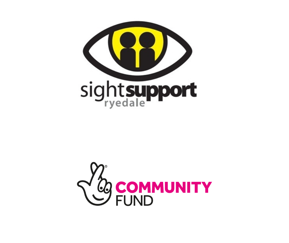 Sight Support Ryedale Eye Logo and National Lottery Community Fund Logo