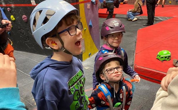 Photo by Wignall family: Ruairidh (middle) taking part in a YPSS climbing session.